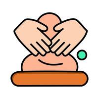 Ceramics clay crafting flat color icon. Massage. Pictogram for web page, mobile app, promo. Editable stroke. vector
