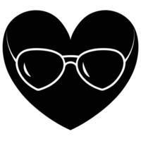Heart Sunglasses Silhouette Illustration on White vector