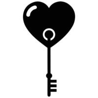 Heart Shaped Key Silhouette on White vector