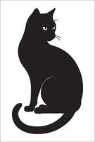 Stretching Cat Silhouette with Extended Paws on White Background vector