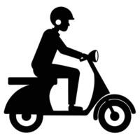 Man on Scooter Silhouette Isolated on White vector