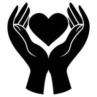 Hands Forming a Heart Shape in Silhouette on a White Background vector
