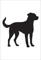 Dog Silhouette with Raised Tail on White Background vector