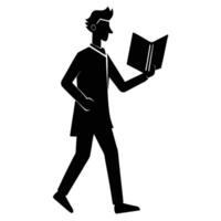 Man Holding Book Silhouette on White vector