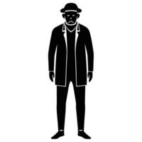 Old Man Silhouette on White Background vector