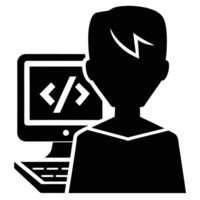 Programming Code Silhouette Isolated on White vector