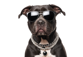 Cool Pitbull with Sunglasses and Chains on Transparent Background png