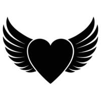 Heart with Wings Silhouette on White Background vector