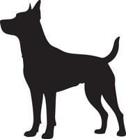 Running Dog Silhouette with Tail in Motion on White Background vector