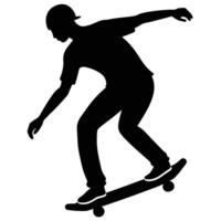 Man on Skateboard Silhouette Isolated on White vector
