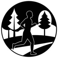 Running Jogger Silhouette on White Background vector