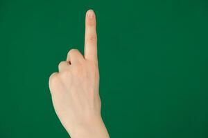 Hand shows the forefinger up isolated on white background, with clipping path, concept press the button first, Double click mouse, take the lift photo
