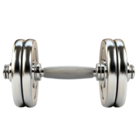 Dumbbell with Polished Weight Plates and Secure Grip Handle Isolated on Transparent Background png