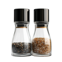 Modern Glass Salt and Pepper Grinders with Sleek Design on Transparent Background png