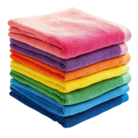 Towels Neatly Arranged in Bold and Colorful Tones Isolated on Transparent Background png