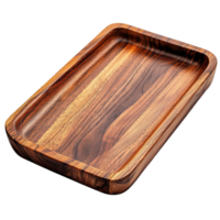 Elegant Rectangular Wooden Tray with Natural Grain Pattern Isolated on Transparent Background png