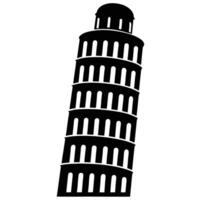 Leaning Tower of Pisa Iconic Silhouette on White Background vector