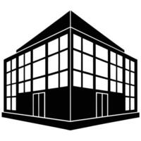 Modern Glass Building Silhouette Isolated on White vector