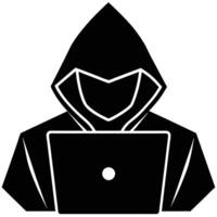 Cybersecurity Hacker Silhouette Illustration on White Background vector
