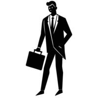 Man with Briefcase Silhouette Isolated on White vector