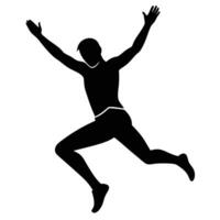 Jumping Man Silhouette on White Background vector