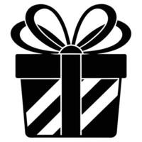 Gift with Ribbon Loop Silhouette on White vector