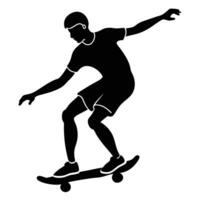 Man on Skateboard Silhouette on White Background vector