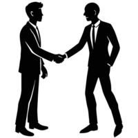 Man Handshake Silhouette Isolated on White vector