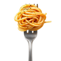 Gourmet Spaghetti with Black Pepper and Cheese, Neatly Twirled on a Fork png