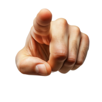 Close-Up of a Hand Gesture with Index Finger Pointing Straight Ahead Isolated on Transparent Background png