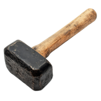 Sledgehammer with a Worn Wooden Handle and Durable Metal Head on Transparent Background png