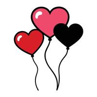 Romantic heart balloons floating in the sky vector