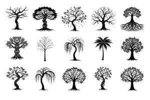 silhouette of Tree on white background vector