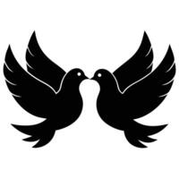 Romantic Silhouette of Two Doves in Love on a White Background vector