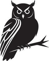 Third Owl Silhouette Illustration on White vector