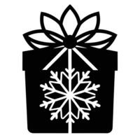 Gift Box with Snowflake Design Silhouette vector