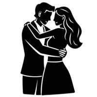 Couple Hugging Silhouette on White Background vector