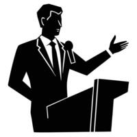 Man Giving Speech Silhouette on White Background vector