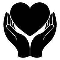 Heart Silhouette Held in Hands on White Background for Love Symbolism vector
