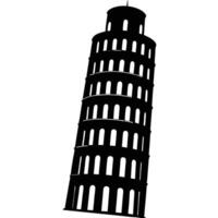 Leaning Tower of Pisa Silhouette Illustration on White Background vector