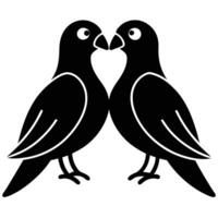 Lovebirds Silhouette on White Background vector