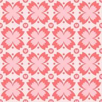 Cute flower with heart in circle Valentine style seamless pattern. vector