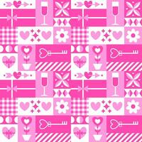 Valentine pink element in square seamless pattern for wrapping, fashion and decoration. vector