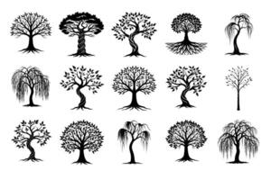 15 different Tree silhouette vector