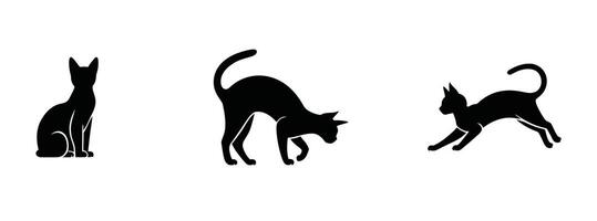 Three Cat Silhouettes in Different Actions vector