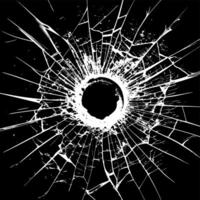 Shattered Glass with Complex Web of Cracks and Dark Background vector