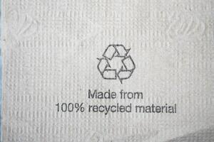 EcoFriendly Product Made from 100 Recycled Material on a tissue photo