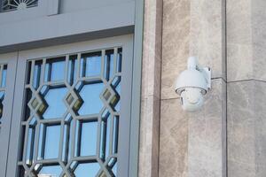 Security Camera Successfully Mounted on the Wall for Optimal Surveillance Purpose and Use photo