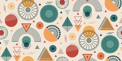 Modern abstract geometric seamless pattern. Wallpaper design with circle, triangle, geometric shape and line. Design for wallpaper, fabric, wrapping paper. illustration vector