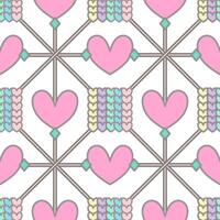 Heart with arrow Cupid on Seamless Pattern fence. Cartoon. vector